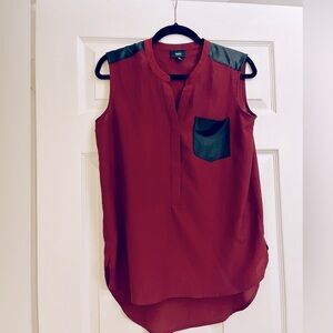 Women’s Burgandy & Pleather top- Small